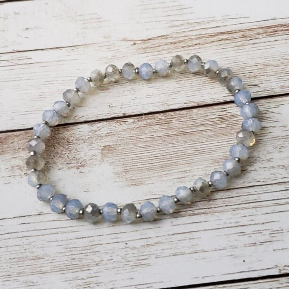 Vintage Stretch Bracelet Dainty Light Blue & Smokey Tones
